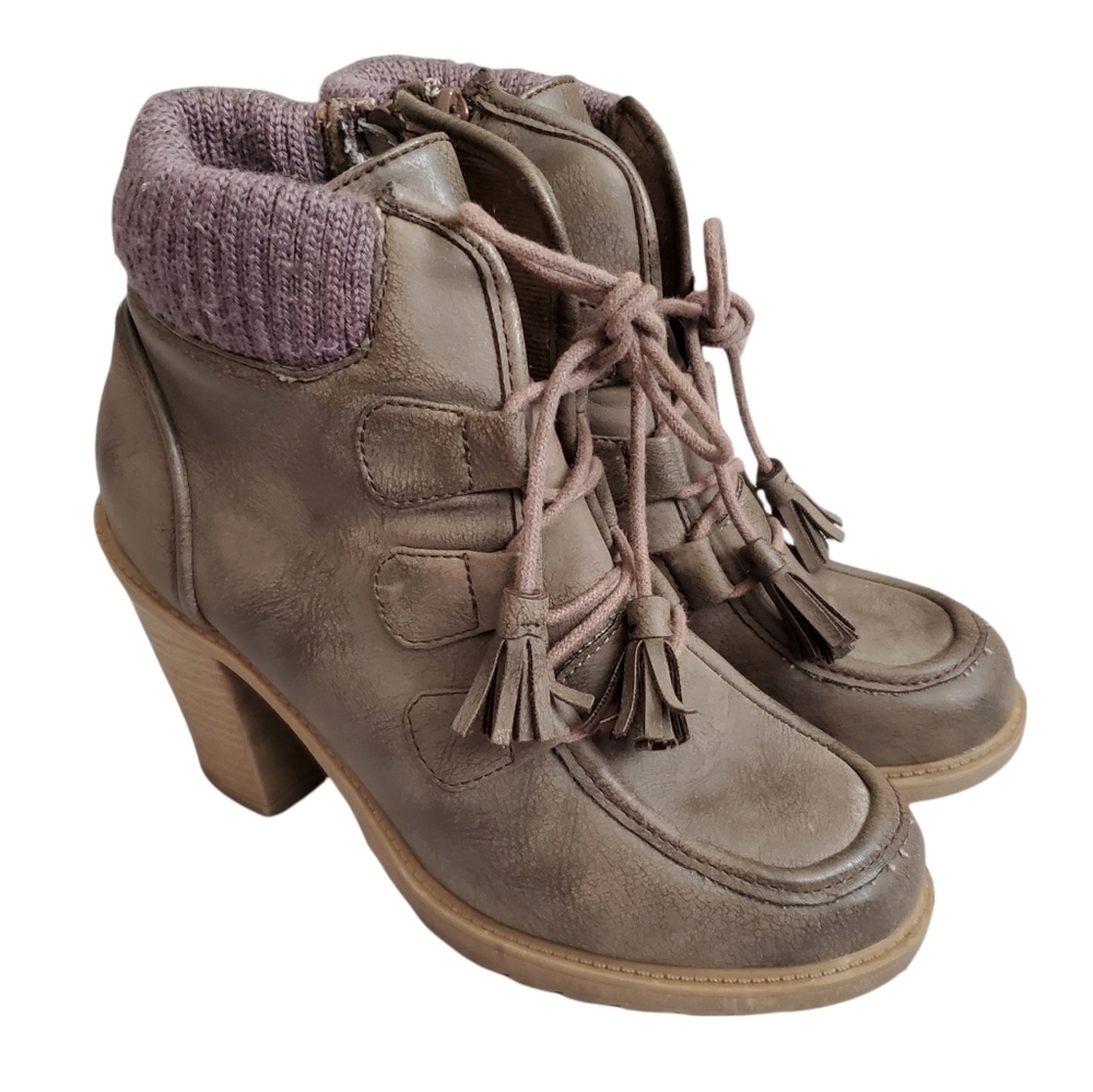 Mudd Gresham Brownish Gray Chunky Ankle Booties B… - image 1